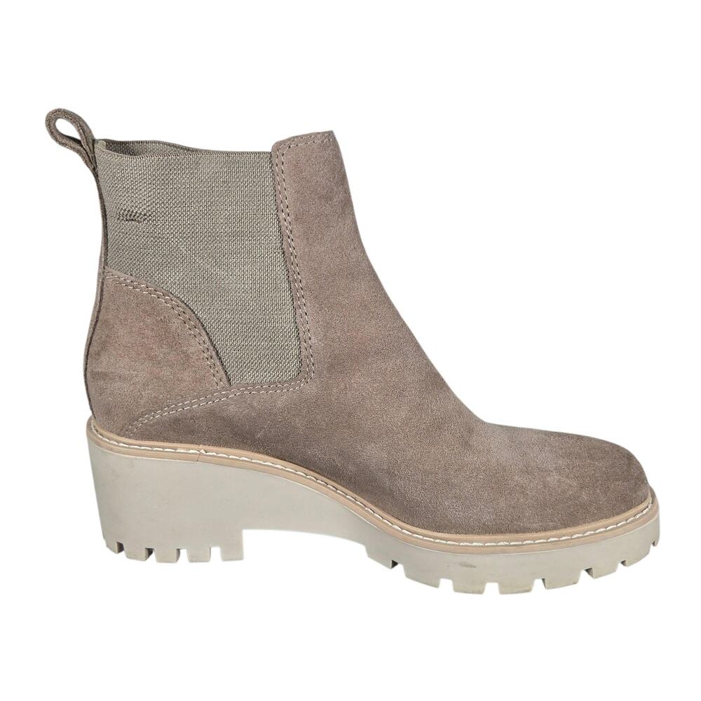 Dolce Vita Haddie Boots Womens Size 7.5 Suede Leather Chelsea Lug Sole Block - Picture 2 of 11